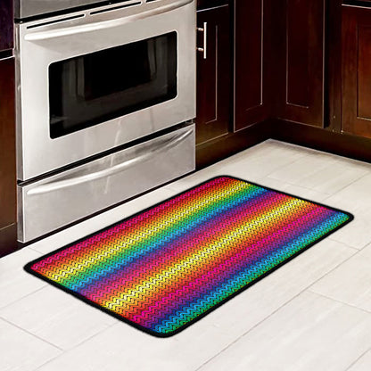 Rainbow Knitted Mexican Pattern Print Kitchen Mat