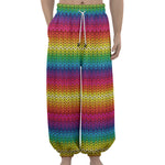 Rainbow Knitted Mexican Pattern Print Lantern Pants