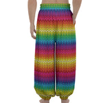 Rainbow Knitted Mexican Pattern Print Lantern Pants