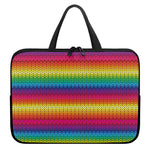 Rainbow Knitted Mexican Pattern Print Laptop Sleeve With Handle