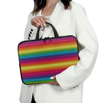 Rainbow Knitted Mexican Pattern Print Laptop Sleeve With Handle