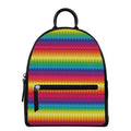 Rainbow Knitted Mexican Pattern Print Leather Backpack