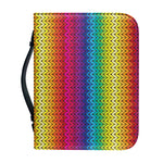 Rainbow Knitted Mexican Pattern Print Leather Bible Cover