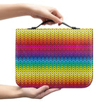 Rainbow Knitted Mexican Pattern Print Leather Bible Cover