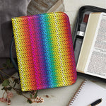 Rainbow Knitted Mexican Pattern Print Leather Bible Cover