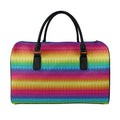 Rainbow Knitted Mexican Pattern Print Leather Duffel Bag