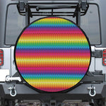 Rainbow Knitted Mexican Pattern Print Leather Spare Tire Cover