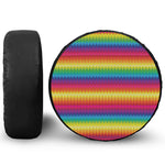 Rainbow Knitted Mexican Pattern Print Leather Spare Tire Cover