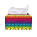 Rainbow Knitted Mexican Pattern Print Leather Tissue Box Cover