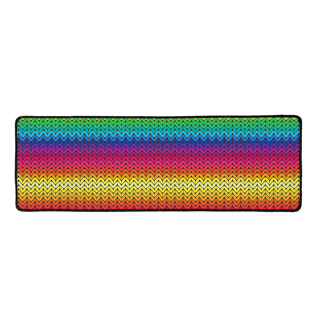 Rainbow Knitted Mexican Pattern Print Long Kitchen Mat