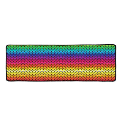 Rainbow Knitted Mexican Pattern Print Long Kitchen Mat
