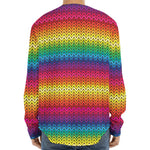 Rainbow Knitted Mexican Pattern Print Long Sleeve Baseball Jersey