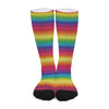 Rainbow Knitted Mexican Pattern Print Long Socks