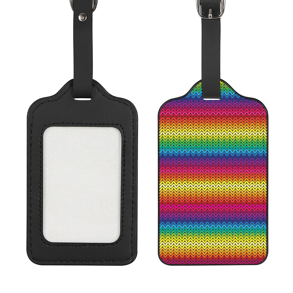 Rainbow Knitted Mexican Pattern Print Luggage Tag