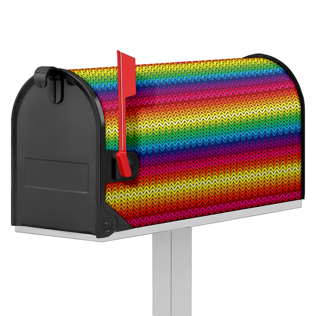 Rainbow Knitted Mexican Pattern Print Mailbox Cover