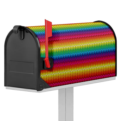 Rainbow Knitted Mexican Pattern Print Mailbox Cover