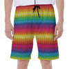 Rainbow Knitted Mexican Pattern Print Men's Beach Shorts