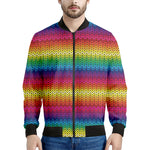 Rainbow Knitted Mexican Pattern Print Men's Bomber Jacket
