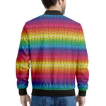 Rainbow Knitted Mexican Pattern Print Men's Bomber Jacket