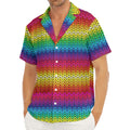 Rainbow Knitted Mexican Pattern Print Men's Deep V-Neck Shirt
