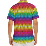 Rainbow Knitted Mexican Pattern Print Men's Deep V-Neck Shirt