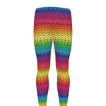 Rainbow Knitted Mexican Pattern Print Men's leggings