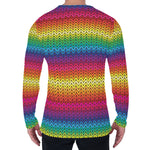 Rainbow Knitted Mexican Pattern Print Men's Long Sleeve T-Shirt