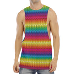 Rainbow Knitted Mexican Pattern Print Men's Muscle Tank Top