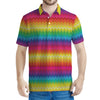 Rainbow Knitted Mexican Pattern Print Men's Polo Shirt