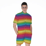Rainbow Knitted Mexican Pattern Print Men's Rompers