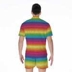 Rainbow Knitted Mexican Pattern Print Men's Rompers