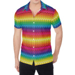 Rainbow Knitted Mexican Pattern Print Men's Shirt