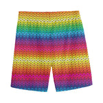 Rainbow Knitted Mexican Pattern Print Men's Sports Shorts