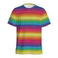 Rainbow Knitted Mexican Pattern Print Men's Athletic T-Shirt