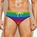Rainbow Knitted Mexican Pattern Print Men's Swim Briefs