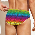 Rainbow Knitted Mexican Pattern Print Men's Swim Briefs