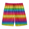 Rainbow Knitted Mexican Pattern Print Men's Swim Trunks