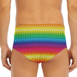 Rainbow Knitted Mexican Pattern Print Men's Triangle Swim Briefs