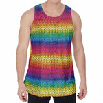 Rainbow Knitted Mexican Pattern Print Men's Velvet Tank Top