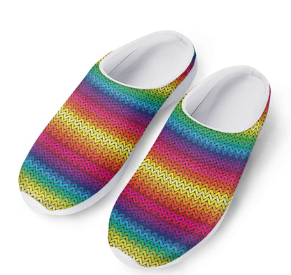 Rainbow Knitted Mexican Pattern Print Mesh Casual Shoes