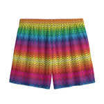 Rainbow Knitted Mexican Pattern Print Mesh Shorts