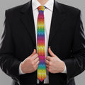 Rainbow Knitted Mexican Pattern Print Necktie