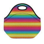 Rainbow Knitted Mexican Pattern Print Neoprene Lunch Bag
