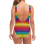 Rainbow Knitted Mexican Pattern Print One Piece Swimsuit