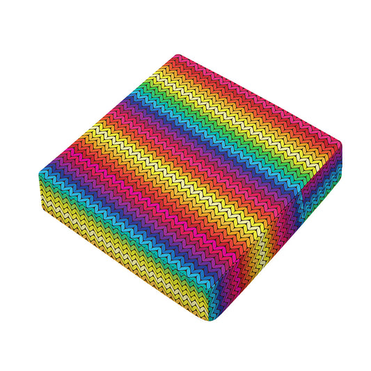 Rainbow Knitted Mexican Pattern Print Outdoor Seat Cushion Cover