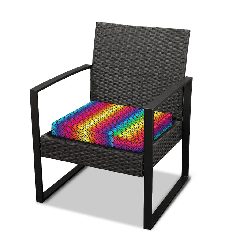Rainbow Knitted Mexican Pattern Print Outdoor Seat Cushion Cover