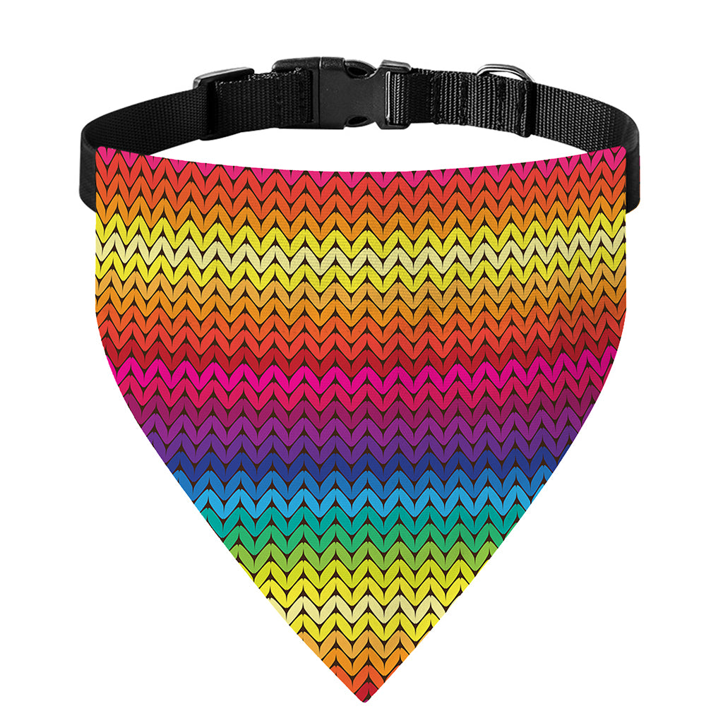 Rainbow Knitted Mexican Pattern Print Over The Collar Dog Bandana