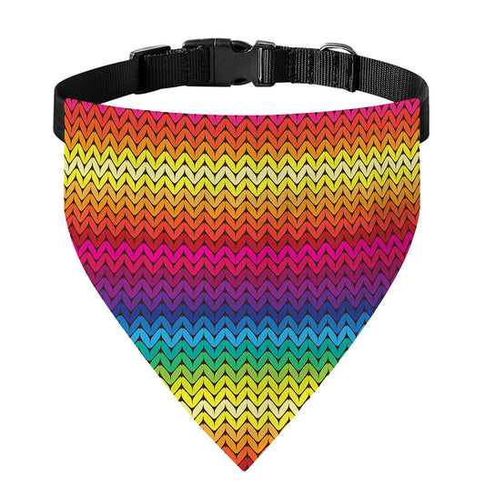 Rainbow Knitted Mexican Pattern Print Over The Collar Dog Bandana