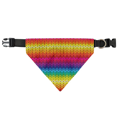Rainbow Knitted Mexican Pattern Print Over The Collar Dog Bandana