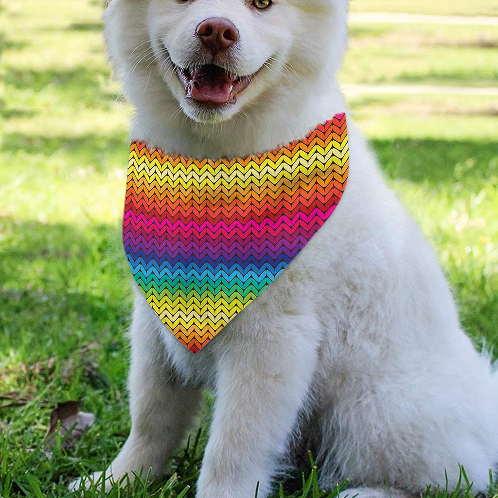 Rainbow Knitted Mexican Pattern Print Over The Collar Dog Bandana